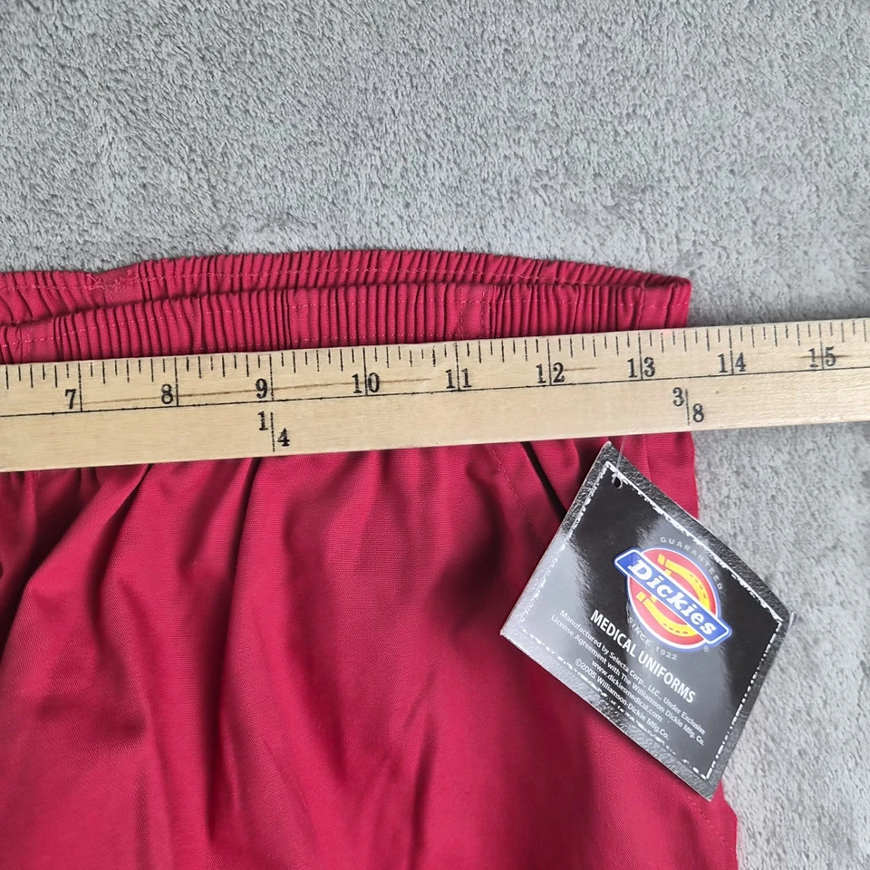 Dickies 磨砂裤中号红色弹性腰拉口袋医用制服新品 — 第 3/4 张图片