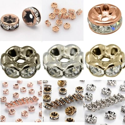 20-40 Metallperlen Spacer Zwischenperlen Strass Rhinestone rosegold gold silber - Bild 1 von 2
