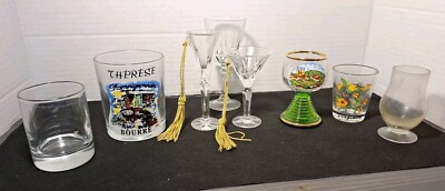 Lot Of 8 Shot Glass And Bar Glasses Unique Eclectic Collection