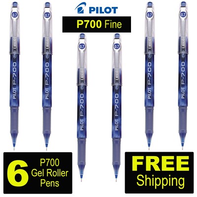 Pilot P700 Fine 38611, Blue Ink, 0.7mm Precise Gel Roller Pen, Pack of 6 Pens