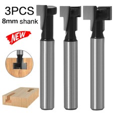 3PCS 8mm Shank T-Slot Cutter Router Bit Keyhole Router Bit for Wood Power Tools