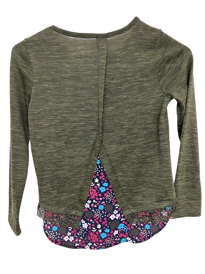 Camisa feminina Faded Glory tamanho M-7/8 verde/floral manga longa - Imagem 2 de 4