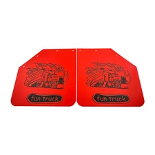New Red Pair Fun Truck Pattern 24x 24Angled Splash Guard Mud Flaps Semi Truck HD