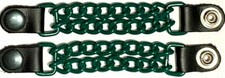 2 EMERALD GREEN POWDER COATED DOUBLE CHAIN MOTORCYCLE VEST EXTENDERS MADE IN USA
