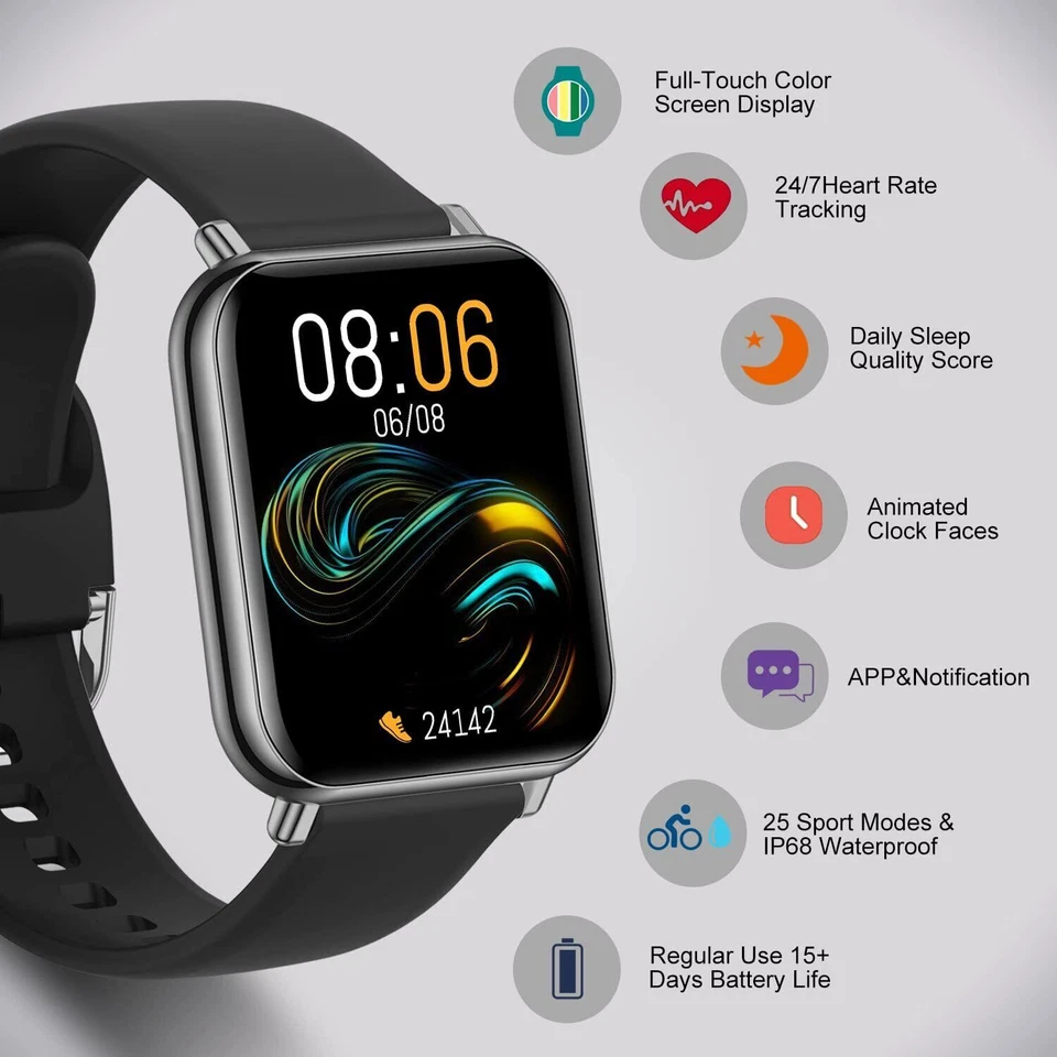 Bluetooth Smart Watch Heart Rate Fitness Tracker for iPhone Android Samsung LG - Image 4 of 4