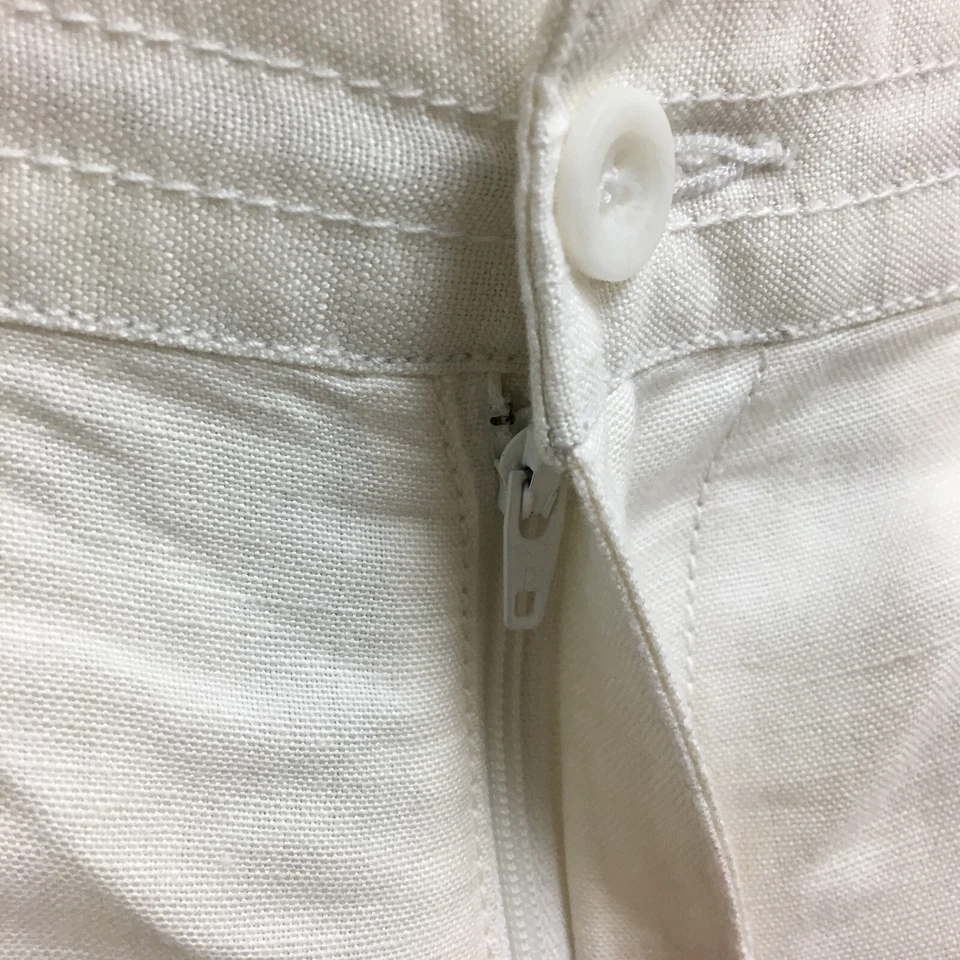 Pantalones Cortos Cubavera 40 Adultos Blanco Chino Lino Bolsillos Frente Plano Informal Moderno Para Hombres Foto 3 de 4