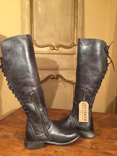 Bed Stu Surrey Tall Knee High Campus Moto Fashion Riding Boots Black Womens 6 - Picture 3 of 5