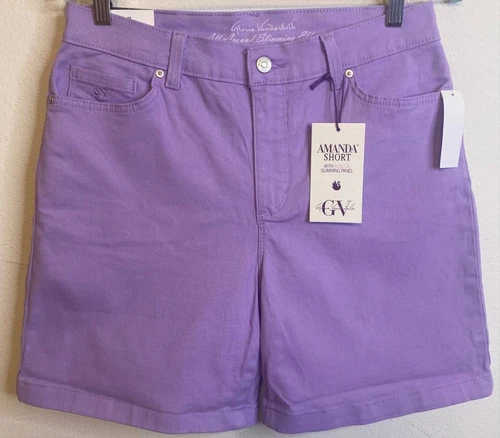 NEW Gloria Vanderbilt Denim Violet Shorts Women Slimming Panel Stretch Size 8