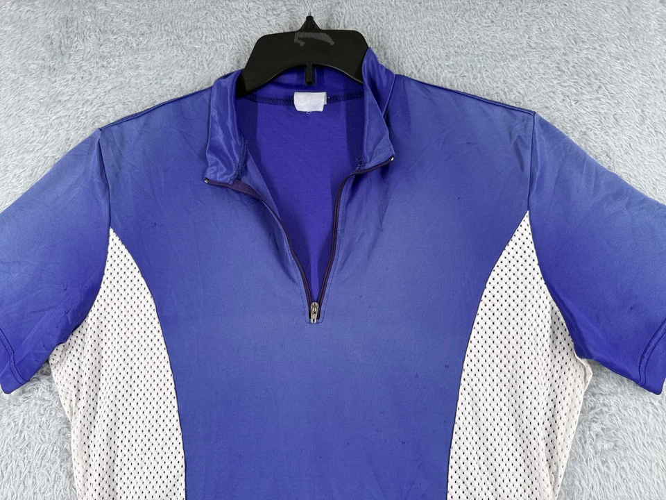 Jersey de ciclismo adulto grande roxo branco preto 1/4 zíper manga curta poli LEIA-ME - Imagem 4 de 4