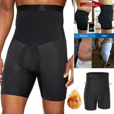 Men's High Waist Compression Tummy Slim Girdle Pants Body Shaper Boxer Shorts TB