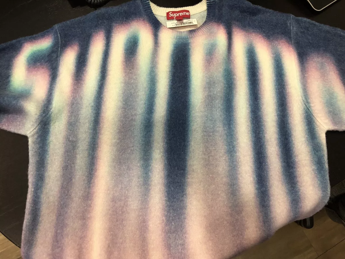 Supreme blurred Logo Sweater Size Large fw23 DS blue IN HAND | eBay