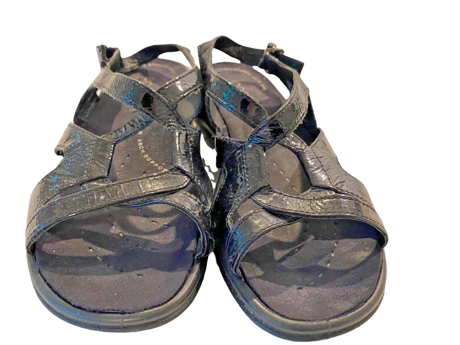 Sandali donna Ecco comodi in pelle verniciata con fibbia nera misura 8 5