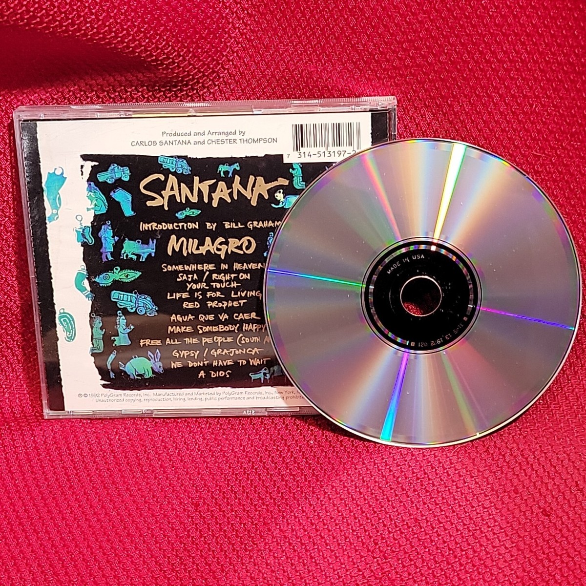 Carlos SANTANA Milagro 1992 audio music compact disc CD 90s