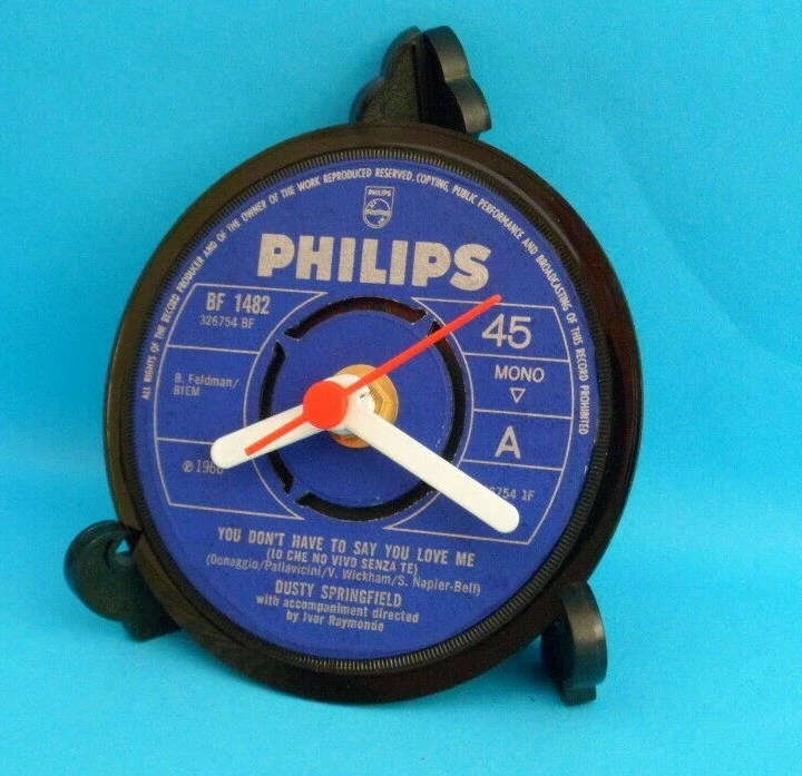 DUSTY SPRINGFIELD CLOCK Side Table Desk Top Upcycled Vinyl Record Hit Single 4" - Image 3 of 4