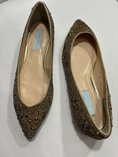 Woman  s Jude Ballet Flat By Betsy Johnson, Color gold sequence / rhinestone