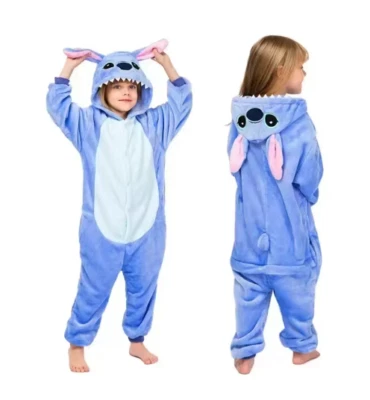 Stitch Kinder Kostüm Verkleidung Einteiler Pyjama Karneval Party Warm Anzug