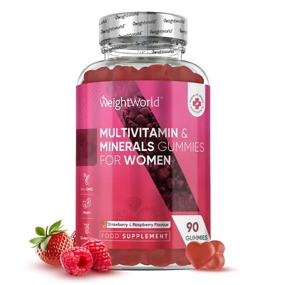 WEIGHTWORLD Multivitamins for women - 90 Gummies - Zinc & Biotin - Vitamin C, A, Vitamin B12