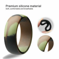 SAFE ACTIVE RINGS 8mm Camo Pattern Flexible Hunting Silicon Wedding Band Ring