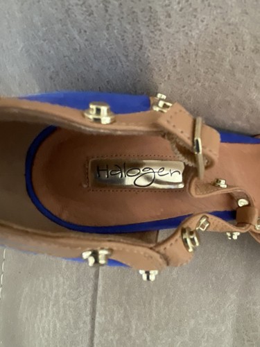 Women’s Halogen Studded Blue Pumps Heels Leather Uppers Size 10.5 Pre Owned - Picture 11 of 14