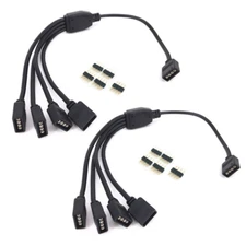 2 Pcs Black 4 Pins LED Splitter Cable LED Strip Connector 4 Way Splitter Y Split