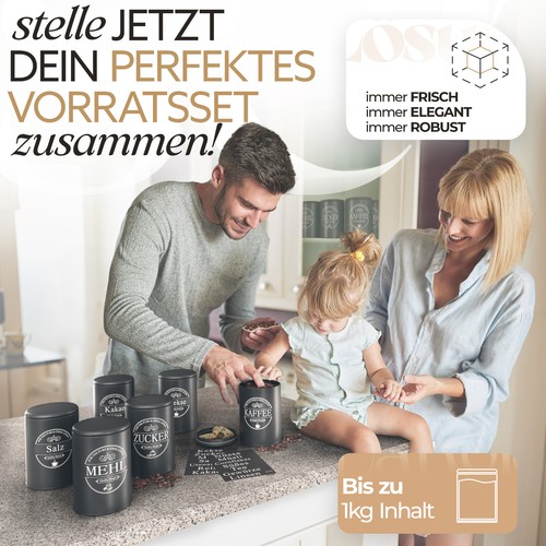 IDEALTASTIC® Premium Vorratsdose I Kaffedose I Zuckerdose 1KG , Vintage Design - Bild 3 von 7