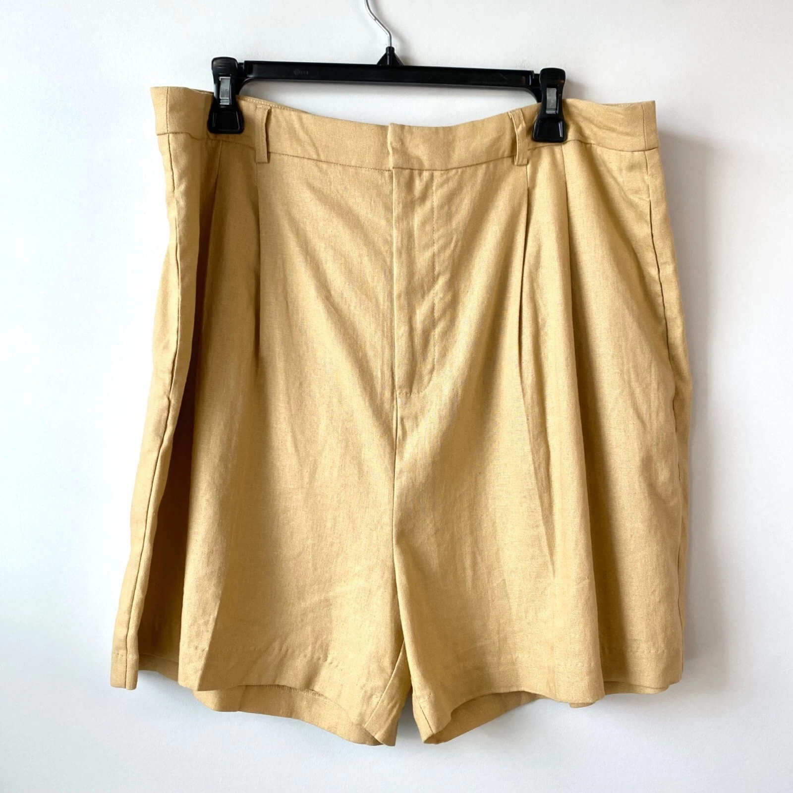 Steve Madden Pleated Linen Blend Shorts Womens Size XL High Waist Casual