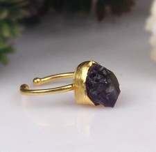 Candidus Electroform Raw Amethyst Ring 925 Silver Gold Plated Handmade Ring