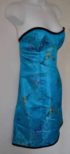 Momentos Elegantes, Vestido, Patrón Oriental, Azul, XL, Sedoso, Texturizado, Sin tirantes - Imagen 2 de 8