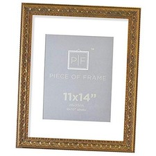 Ornate Finish Photo Frame, with White Mat for 8x10 Picture  Real 11x14 Bronze