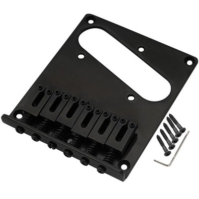 Musiclily Pro Black 54mm Modern Bridge 6 Saddles For Squier Import Tele Guitar