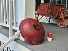 Antique EARLY Wooden Primitive DOUGH BOWL Folk Art RED PAINT Americana