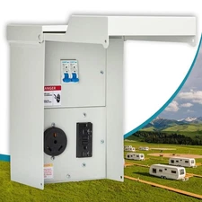 Temporary Power Outlet Panel - with 30 Amp RV Power Outlet Box, GFCI Outlet 2...