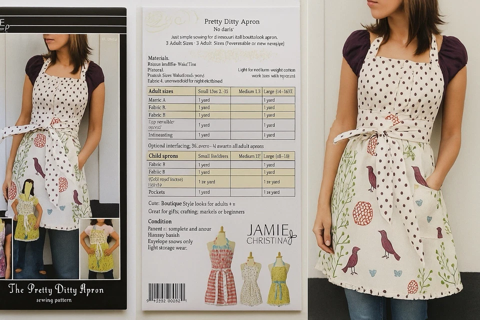 Jamie Christina Pretty Ditty Apron Sewing Pattern 3 Adult & Child Sizes - Image 2 of 4