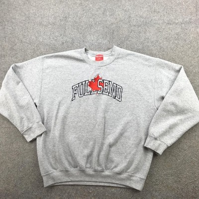 Nelk Boys Sweatshirt Mens Large Gray Full Send Canada Maple Leaf Fleece Crewneck