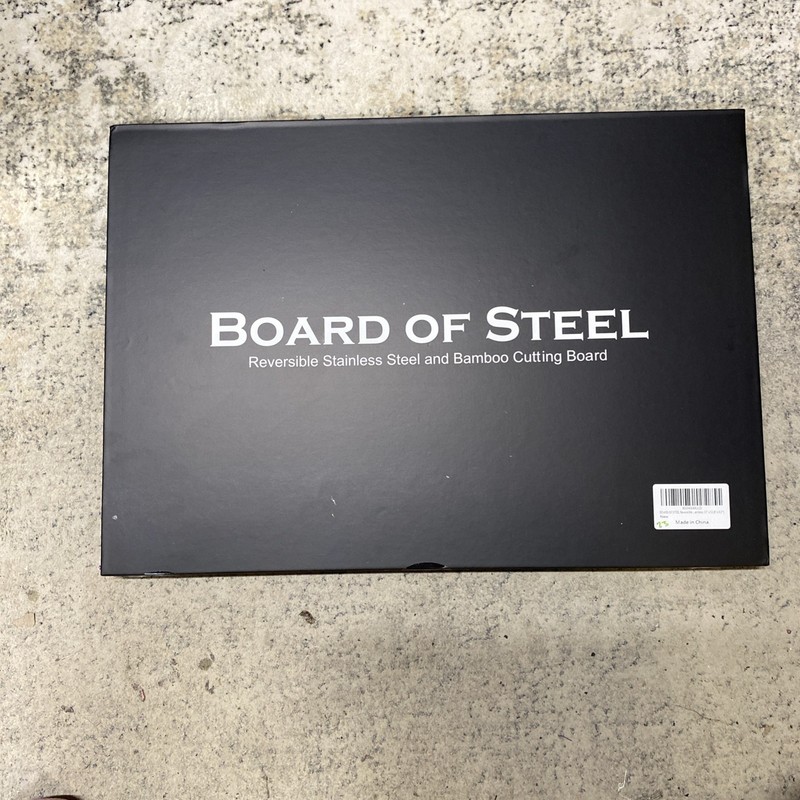 Board of Steel Reversible Stainless Steel Bamboo Cutting Board Silver Brown
