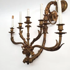 Vintage Large 30" Brass Rococo Louis XV Style Ormolu 5-Arm Sconce Parts/Repair