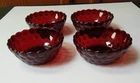 Anchor Hocking Red Bubble Depression Glass 4 1/2" Fruit Dessert Bowls Set of 4