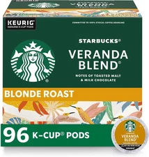 Starbucks Veranda Blonde Roast K-Cup Pods 96ct Light Smooth Keurig Coffee