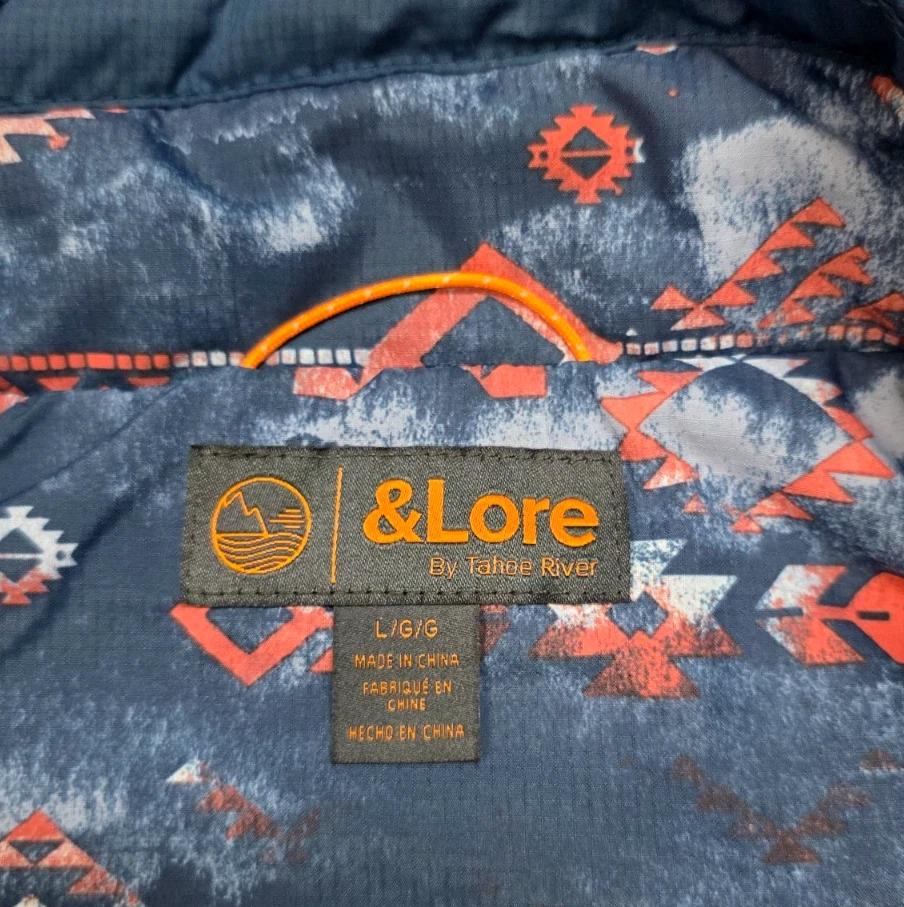 New &LORE Nanotex Aquapel Quilted TRIBAL Vest Men's LARGE L Insignia Blue POLY image 10