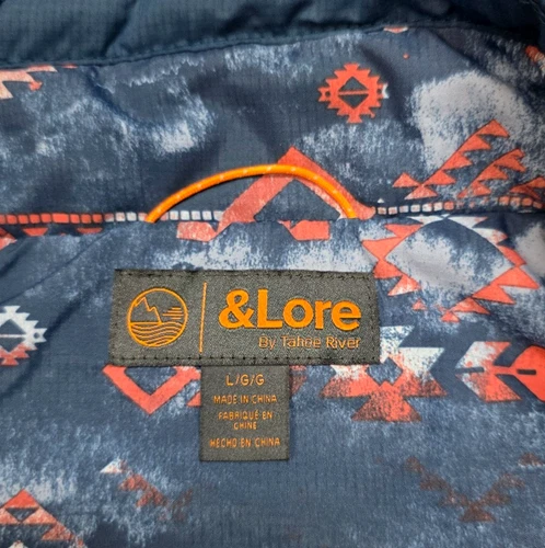 New &LORE Nanotex Aquapel Quilted TRIBAL Vest Men's LARGE L Insignia Blue POLY image 10