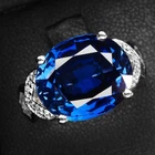 Magnificent Royal Blue Sapphire Oval 9.40Ct 925 Sterling Silver White Gold Rings