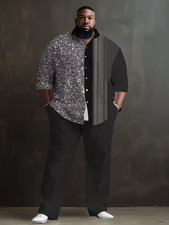 Men's Outfit 2 Piece Set Shirt Pants Suit PLUS SIZE BIG 5XL