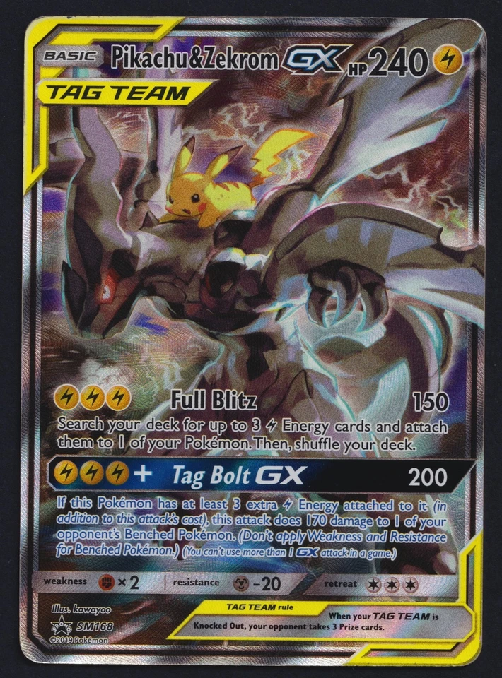 Pokémon TCG Pikachu & Zekrom GX SM168 Sun & Moon Tag Team Tin Promo Card