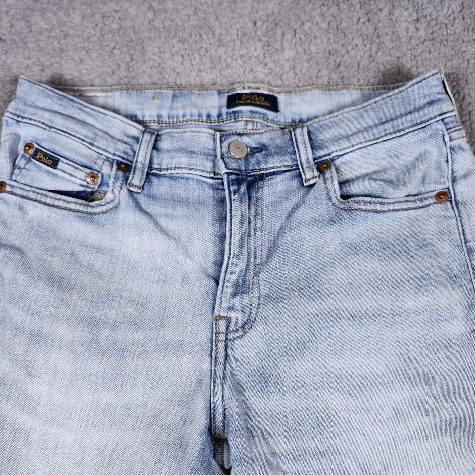 Polo Ralph Lauren 牛仔裤女式 29 Tompkins 紧身漂白斑点中腰 — 第 3/4 张图片