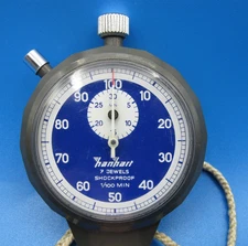 Hanhart 7 Jewels 1/100 Min Blue Stopwatch,  Antimagnetic,  Water Protected