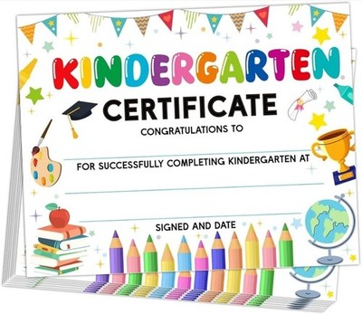25 Pcs Kindergarten Graduation Certificates Colorful Preschool Diploma