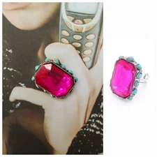SOUTHWEST BRIGHTS FUCHSIA RHINESTONE LUXURIOUS CUT ADJUSTABLE COCKTAIL RING
