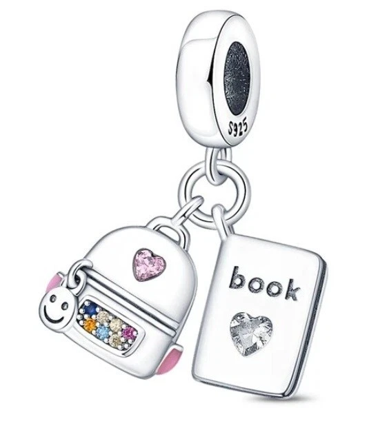 Charm Zaino Libro Studente Scuola in argento 925 - Les Folies - Immagine 2 di 4