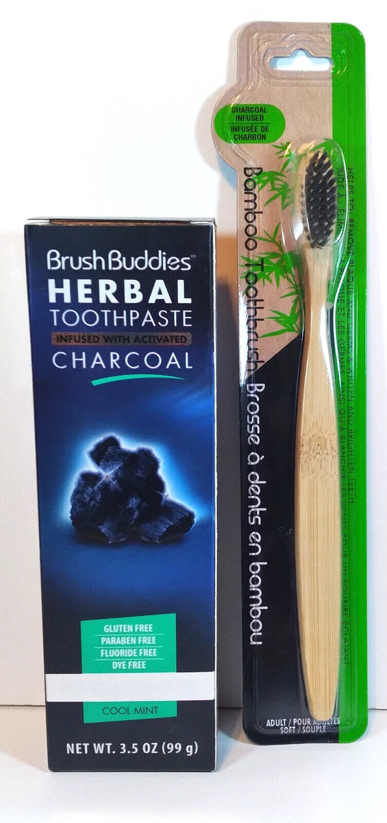 Brush Buddies Charcoal Bamboo Toothbrush + Toothpaste transports.gov.gn