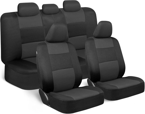 PolyPro Car Seat Covers Full Set in Gray Black Universal Fit for Trucks Van SUV
